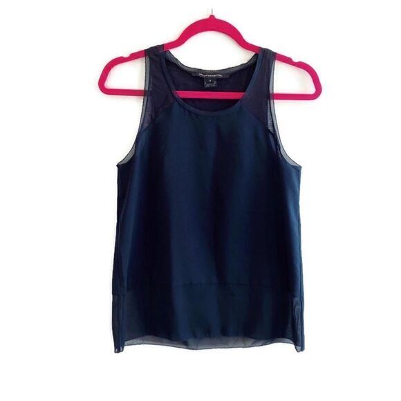French Connection Navy Blue Sleeveless Shirt Blouse Career Classic S - Picture 1 of 5